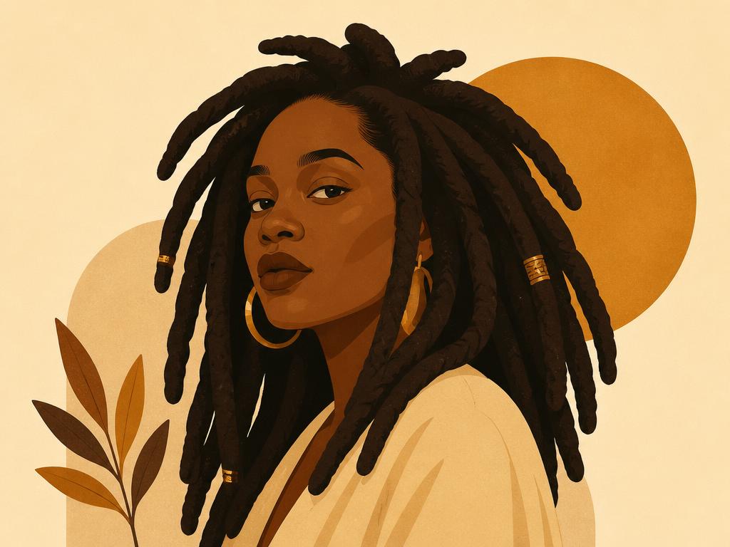 Person with thick traditional palm-rolled locs in natural sunlight